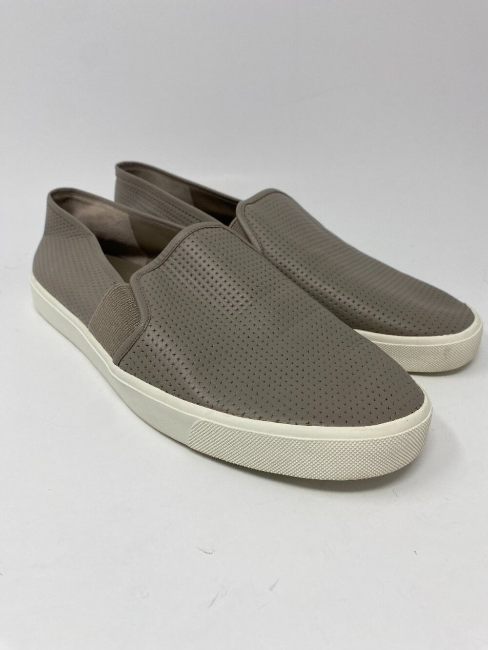 Vince Blair Perforated Slip On Sneakers Womens 9.5M Taupe Woodsmoke Leather